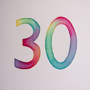 30th Handmade Watercolour Birthday / Anniversary Card, 4 of 6