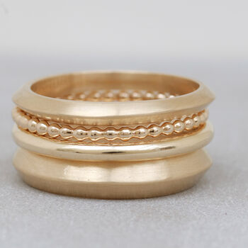 9ct Gold Ring Hand Carved Thick Band, 10 of 11