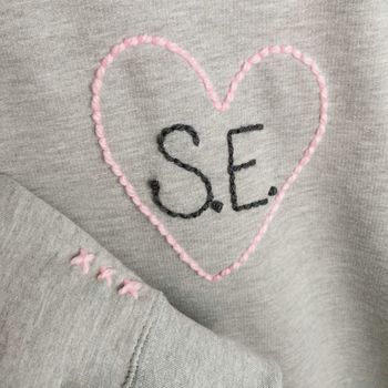 Hand Embroidered Initial Love Heart Sweatshirt, 3 of 5