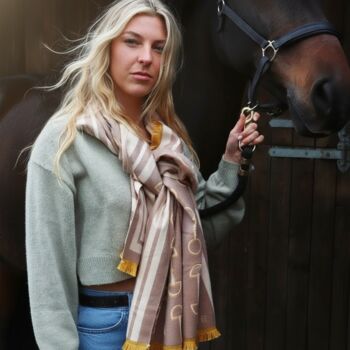 Equestrian Snaffle Bit Print Scarf | Camel And Cream, 7 of 12