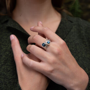 Storm Sterling Silver Stacking Rings With Labradorite, 2 of 7