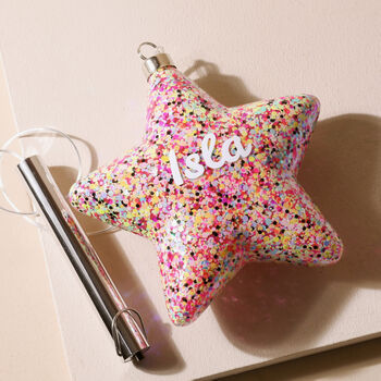 Personalised Hanging Pink Glitter LED Light, 2 of 5