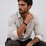Men’s Adjustable Black Double Leather And Bead Bracelet – 12mm Woven Design With Black Stainless Steel Clasp, thumbnail 5 of 7