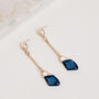 Midnight Blue Crystal Stone Drop Earrings, thumbnail 2 of 3