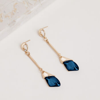 Midnight Blue Crystal Stone Drop Earrings, 2 of 3