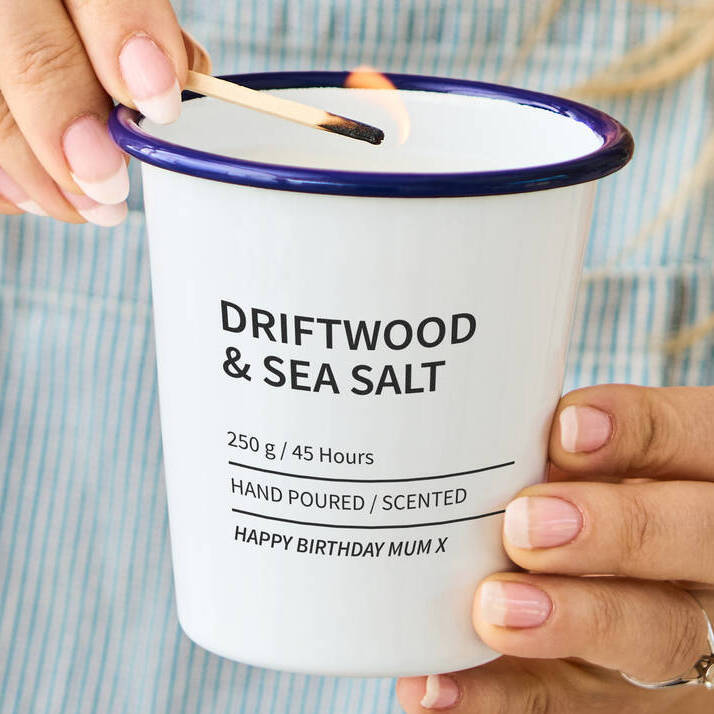 Personalised Enamel Candle For Her By Spark More Joy
