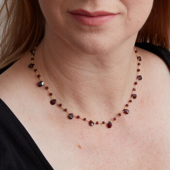 Garnet Beaded Gold Plated Silver Short Chain Necklace, 2 of 11