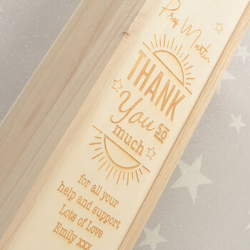 Personalised Thank You Engraved Wooden Bottle Box, 3 of 4