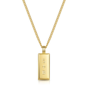 Tall Ingot Tag Men's Necklace 18 K Gold Plated Silver, 2 of 6
