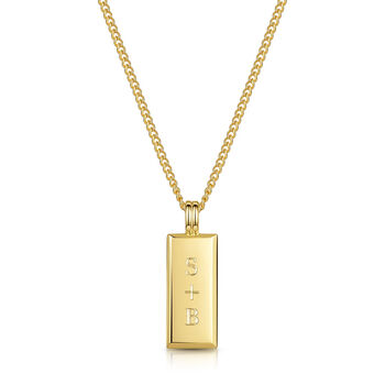 Tall Ingot Tag Men's Necklace 18 K Gold Plated Silver, 2 of 8