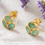 Green Peridot Teardrop Gold Plated Silver Stud Earrings, thumbnail 10 of 12