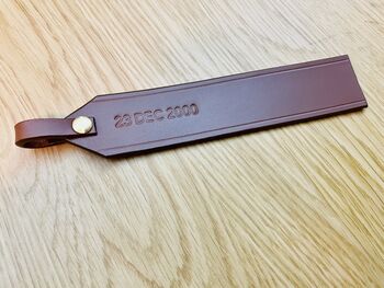 Personalised Stamped Leather Bookmark, Conker Brown, 4 of 9