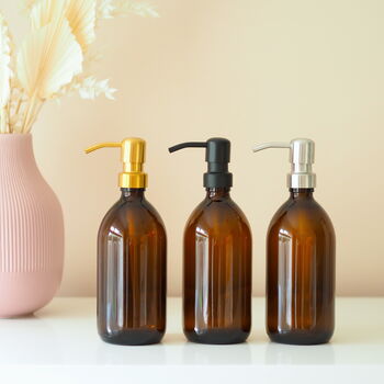 Refillable Amber Bottle With Metal Pump, 5 of 10
