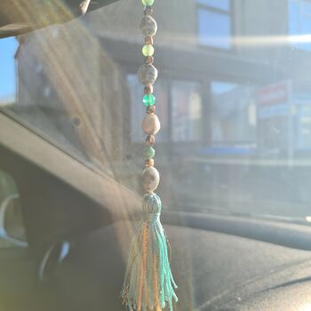 Turquoise Crystal Rear View Mirror Car Charm, 2 of 7