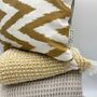 Square Ikat Silk Cushion Gold Zigzag, thumbnail 5 of 10