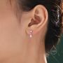 Double Moonstone Dangle Stud Earrings, thumbnail 1 of 10