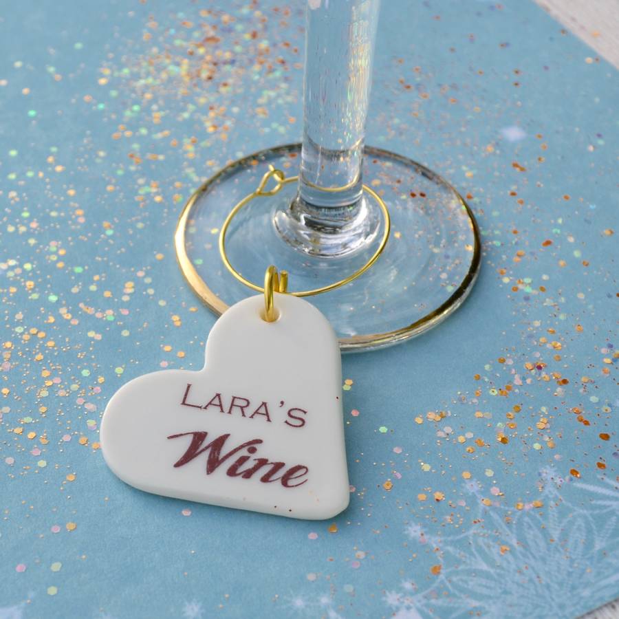 Wedding themed personalised wine glass charm.