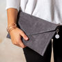 Personalised Suede Leather Envelope Clutch Bag, thumbnail 10 of 12