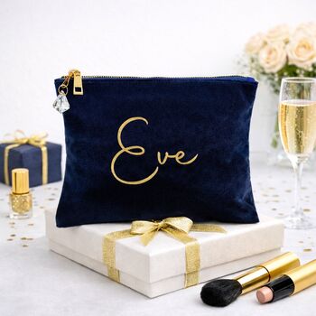 Velvet Feel Personalised Name Make Up Bag, Gift For Her, 5 of 12