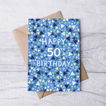 50th Birthday Card For Men, Geometric 50th Card, For Him, 2 of 2