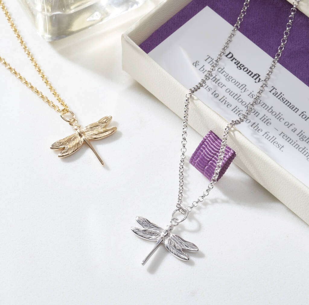 Dragonfly Necklace In Silver Or 18ct Gold/Rose Vermeil, 1 of 4