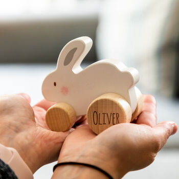 Personalised Wooden Push Toy Elephant Bear Or Rabbit, 10 of 12