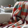 Raspberry And Coral Check Lambswool Throw, thumbnail 4 of 4
