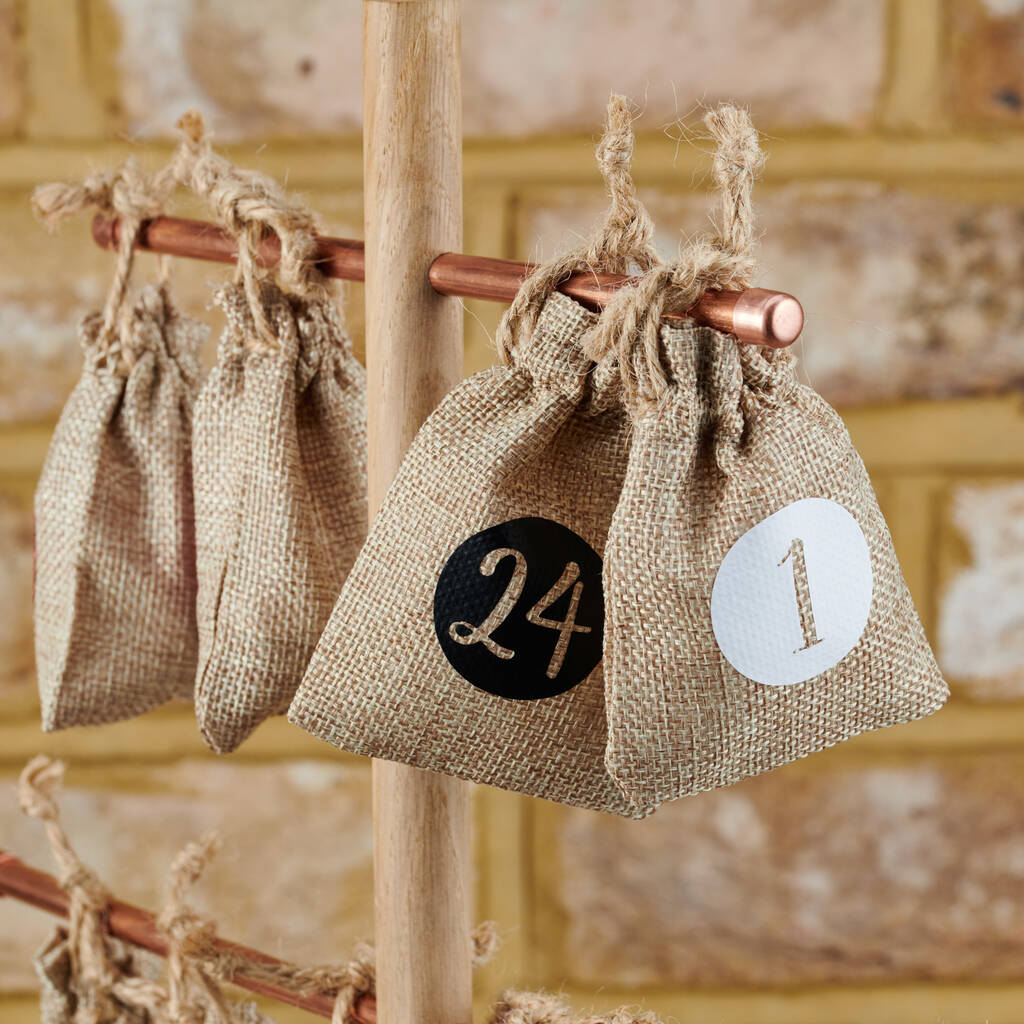 Personalised Christmas Tree Advent Calendar With Hanging Sacks Home 