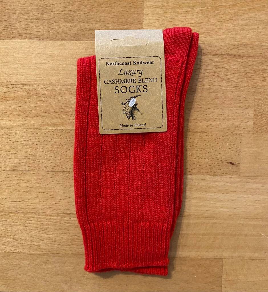 Ladies Cashmere Blend Socks Pillar Box Red By Heliotique