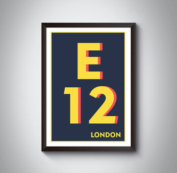 E12 Newham, Redbridge Typography Postcode Print, 7 of 10