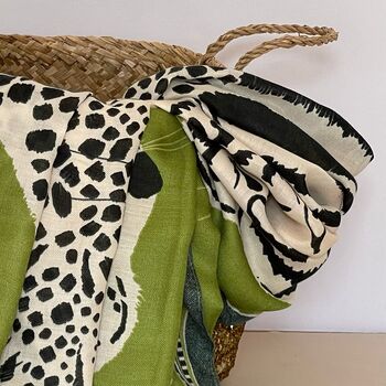 Tiger And Leopards Scarf In Green, 4 of 5
