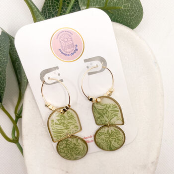 Green Botanical Statement Hoop Earrings For Her, 2 of 12