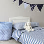 Blue Stripe Cot Bed Duvet Cover And Pillowcase Set, thumbnail 1 of 7