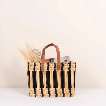 Decorative Reed Storage Basket, Indigo Stripe, 7 of 8