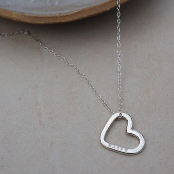Personalised Hand Stamped Open Heart Necklace, 2 of 10