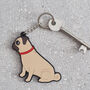 Pug Keyring With Personalisation Available – Gift For Dog Lovers, thumbnail 1 of 10