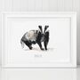 Personalised Badger Watercolour Art Print, thumbnail 1 of 4