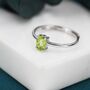 Sterling Silver Natural One Carat Peridot Oval Ring, thumbnail 2 of 12