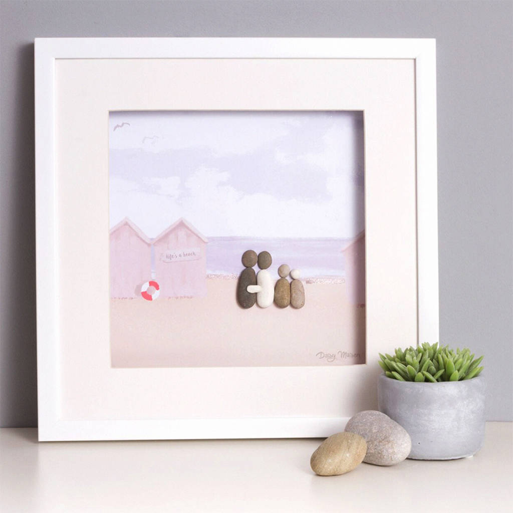 Personalised 'Life's A Beach' Family Pebble Picture, 1 of 3