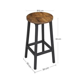 Set Of Two Tall Steel Frame Bar Kitchen Stools, 7 of 7