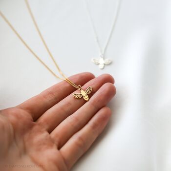 Bee Necklace In Sterling Silver, Gold Vermeil Plated, 4 of 9