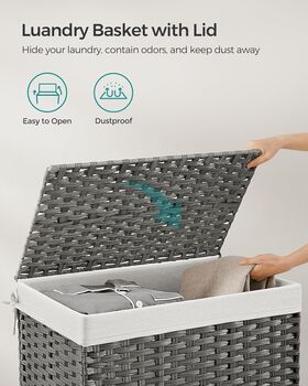 Woven Storage Basket With Lid Blanket Bin, 5 of 8
