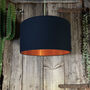 Deep Space Navy Lampshades With Copper Or Gold Lining, thumbnail 3 of 9