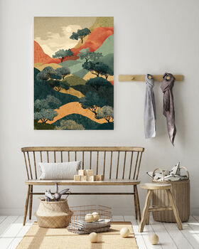 Japanese Hills Landscape Art Print, 4 of 4