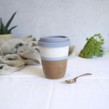 Ceramic Travel Mug With Grey Silicon Band, 2 of 9