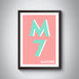 M7 Manchester Typography Postcode Print, thumbnail 3 of 10