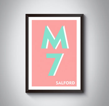 M7 Manchester Typography Postcode Print, 3 of 10