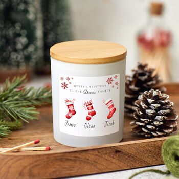 Personalised Christmas Stockings Family Scented Candle Gift, 4 of 9