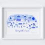 Norfolk Coast Map Blue Landmarks Travel Art Print, thumbnail 2 of 2