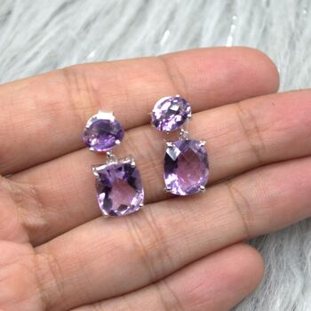 Purple Amethyst 925 Silver Earrings, 3 of 6